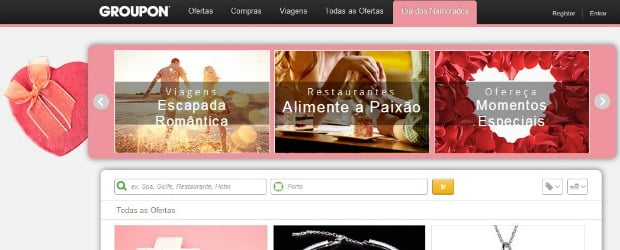 Groupon lança ofertas para Dia de São Valentim
