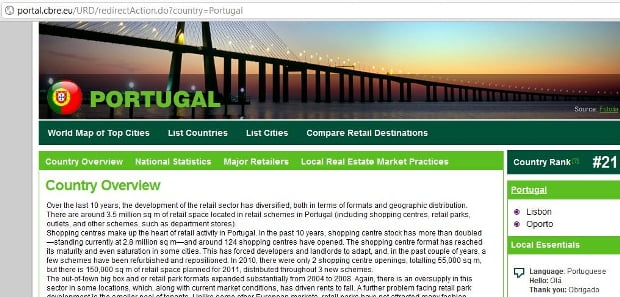 CB Richard Ellis com informação online sobre melhores destinos de retalho