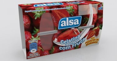 Alsa gelatina com fruta morango