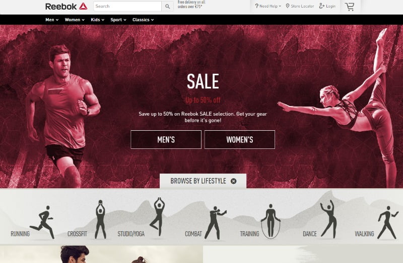 Reebok loja online Distribuição Hoje