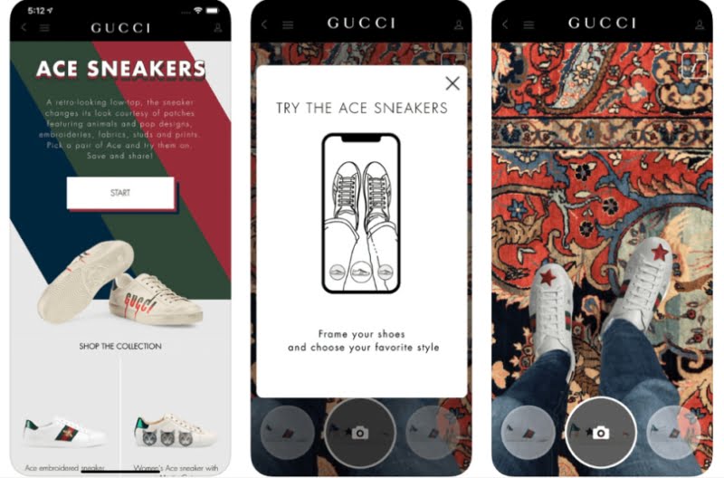 Gucci deixa experimentar sapatos com recurso a realidade aumentada