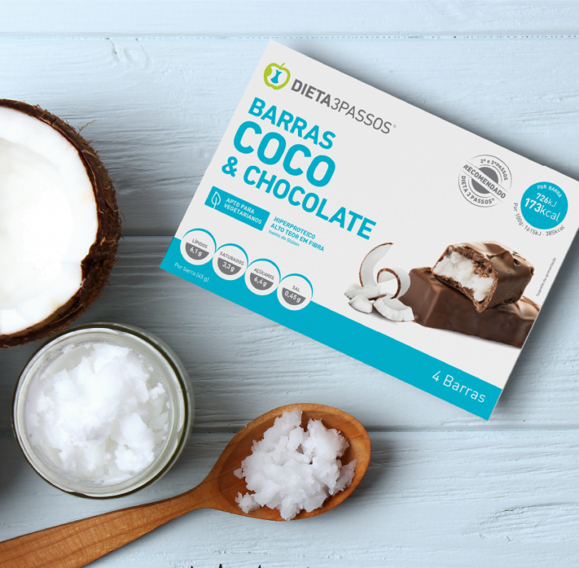 Dieta3passos lança snacks de coco e chocolate