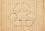 cardboard box background with recycle symbol picture id